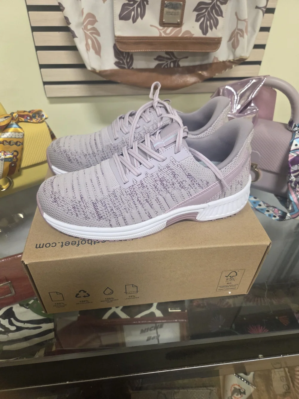 Lavender Purple Orthepedic Athletic Walking Work Sneaker w/inserts Womens US 8.5